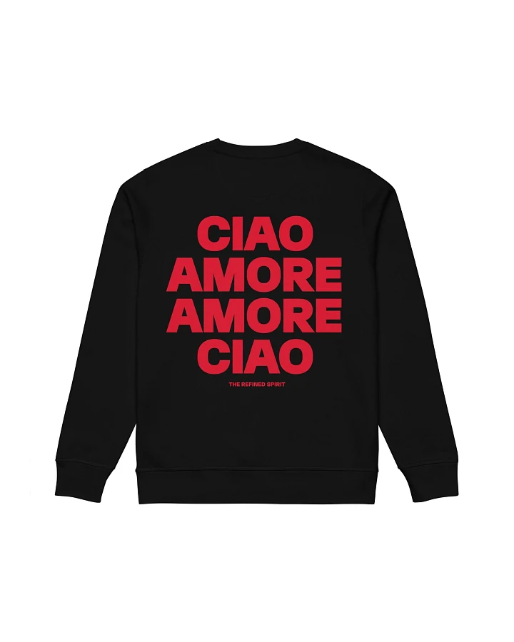 The Refined Spirit Damen vegan Sweatshirt Unisex Amore Ciao Schwarz