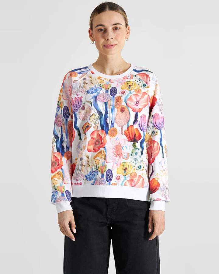 DEDICATED Damen vegan Sweatshirt Ystad Fantasie Blumen Multicolor