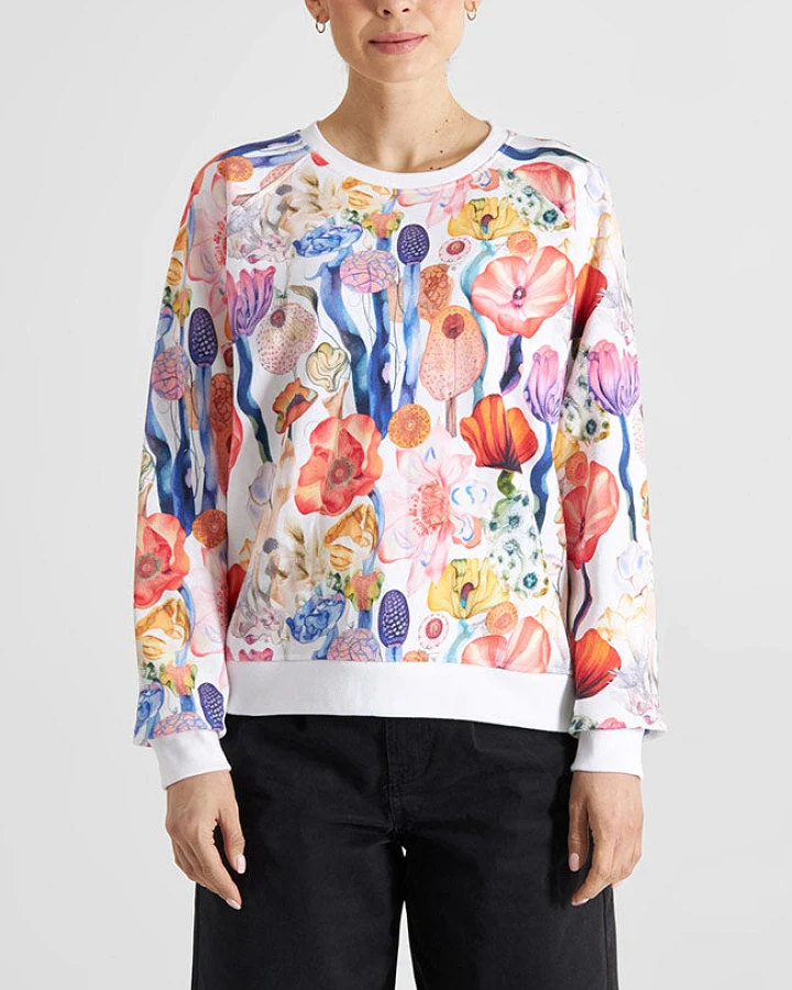 DEDICATED Damen vegan Sweatshirt Ystad Fantasie Blumen Multicolor