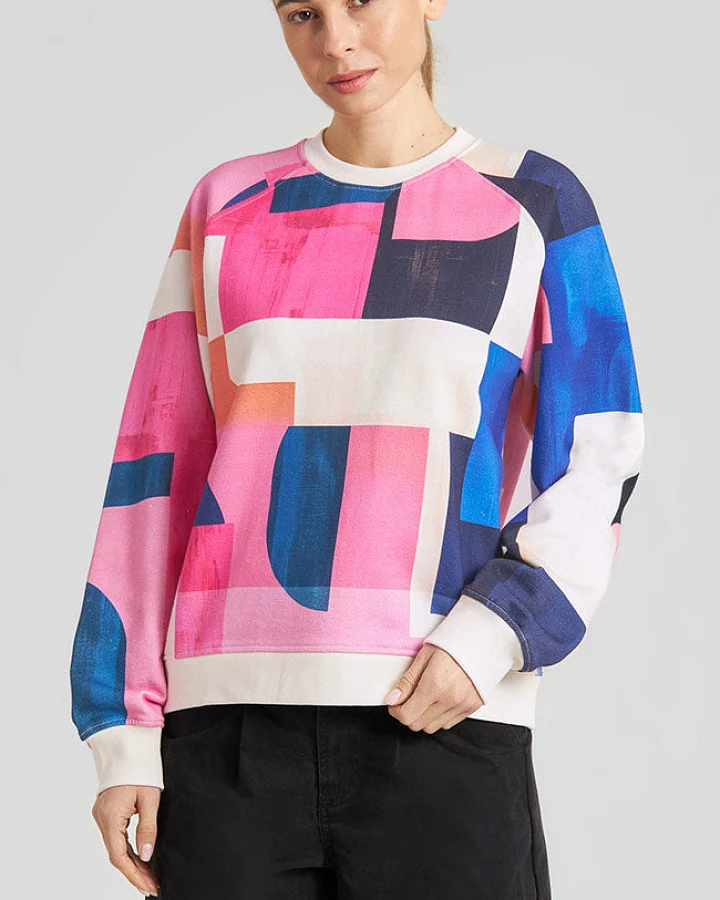 DEDICATED Damen vegan Sweatshirt Ystad Abstrakt Block Multicolor