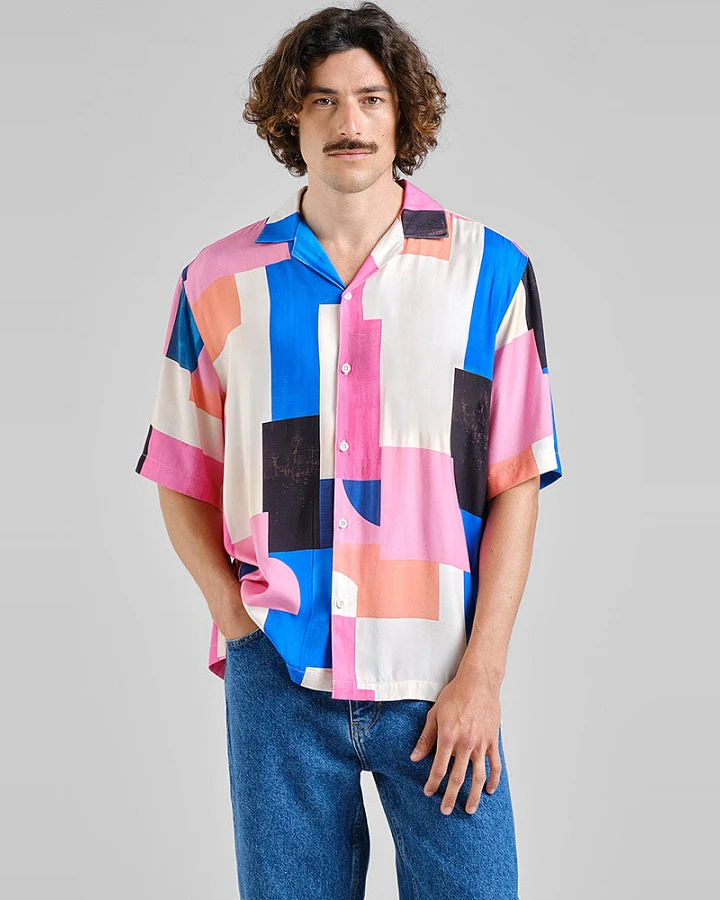 DEDICATED Herren vegan Hemd Marstrand Abstract Multicolor