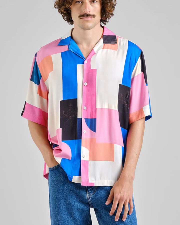 DEDICATED Herren vegan Hemd Marstrand Abstract Multicolor