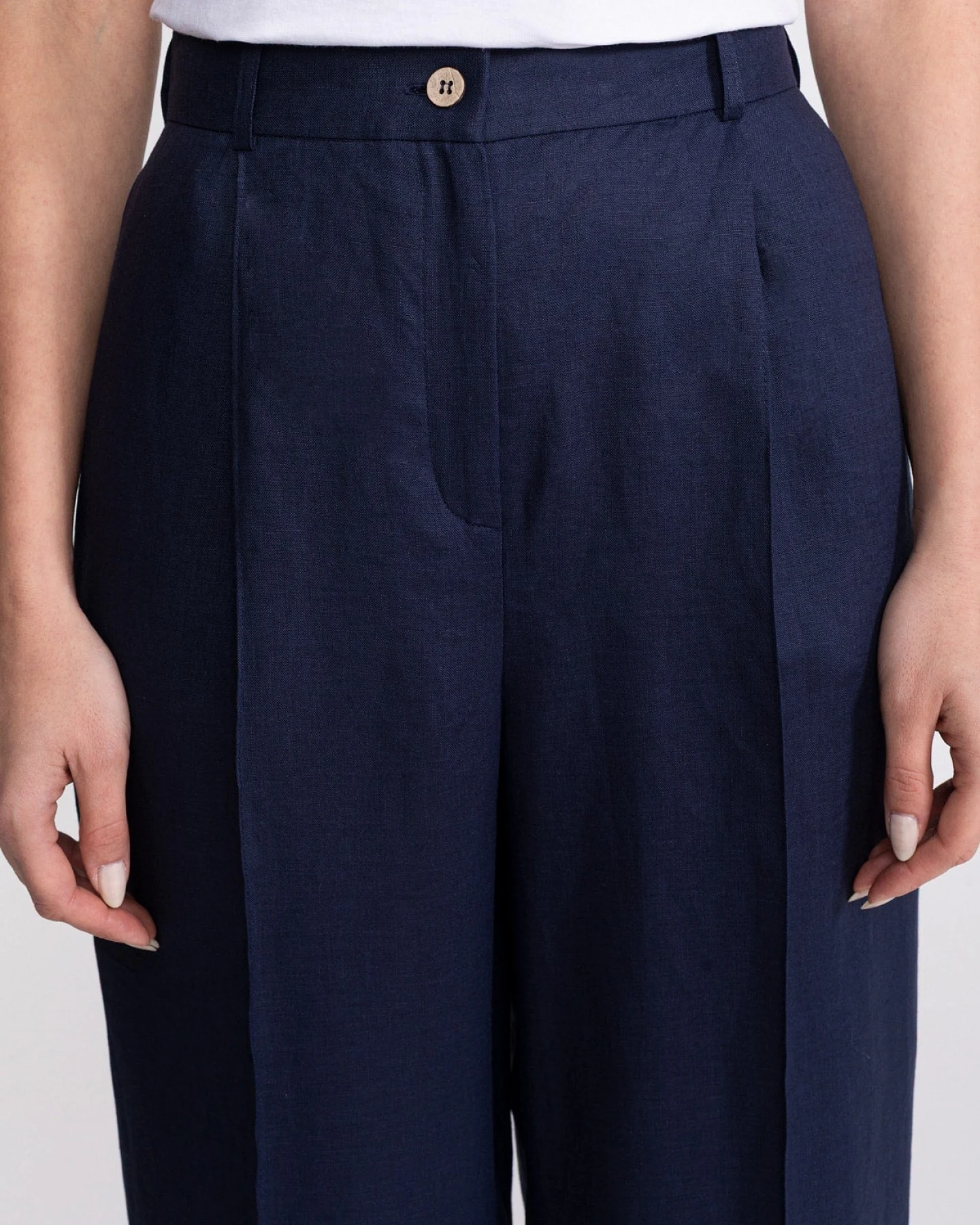 De IONESCU Damen vegan Hose Figa Leinen Marineblau – Ansicht 2