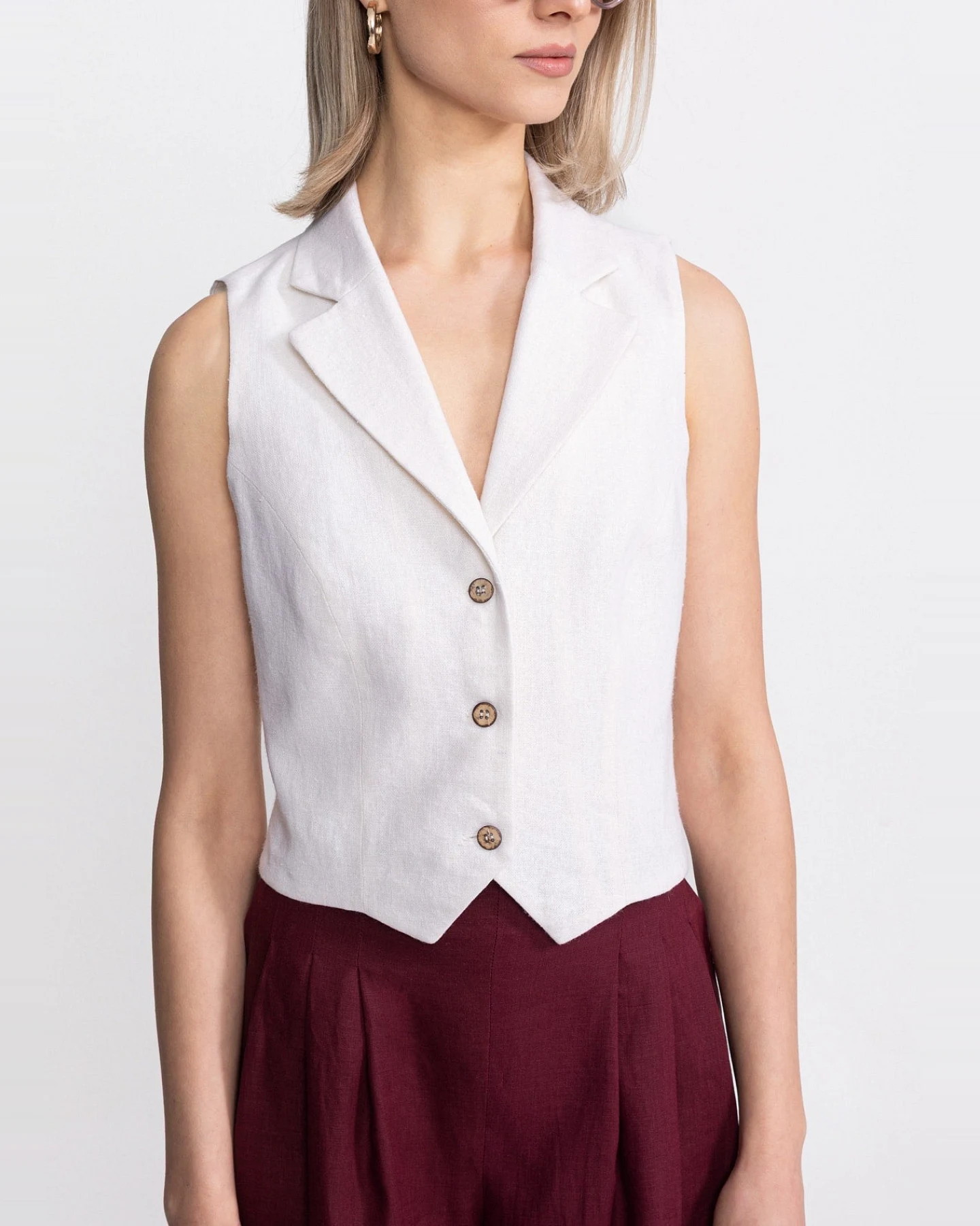 De IONESCU Damen vegan Weste Snagov Off White – Ansicht 2