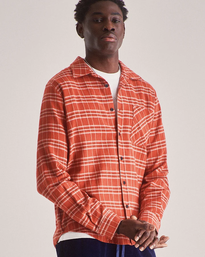KOMODO Herren vegan Hemd Santi Flanell Rot Orange