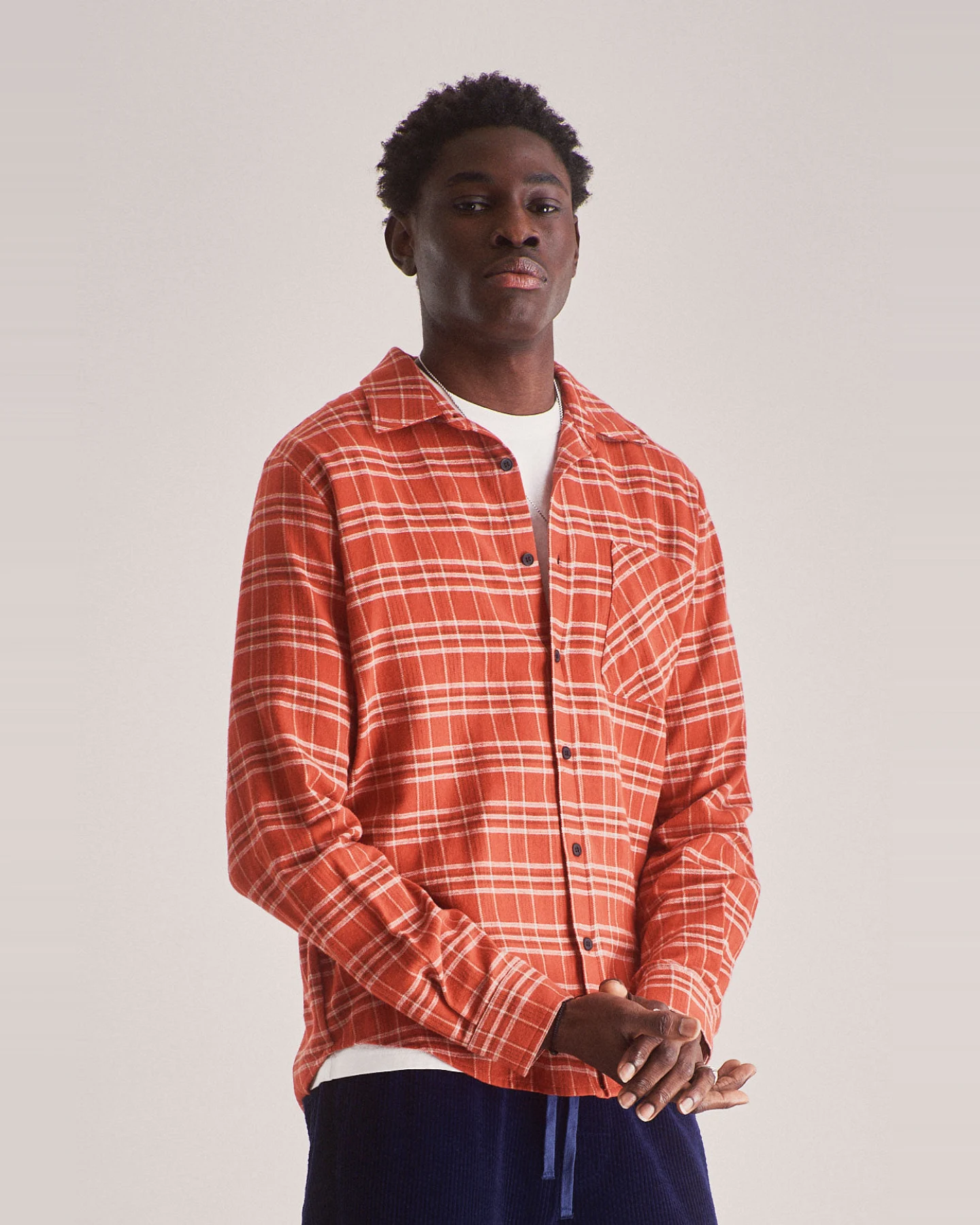 KOMODO Herren vegan Hemd Santi Flanell Rot Orange – Ansicht 2