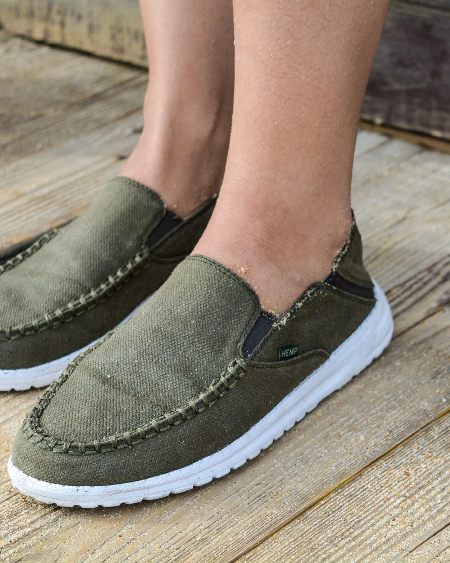 8000kicks EU Herren vegan Schuhe Slip On Sunslide Dunkelgrün – Ansicht 2