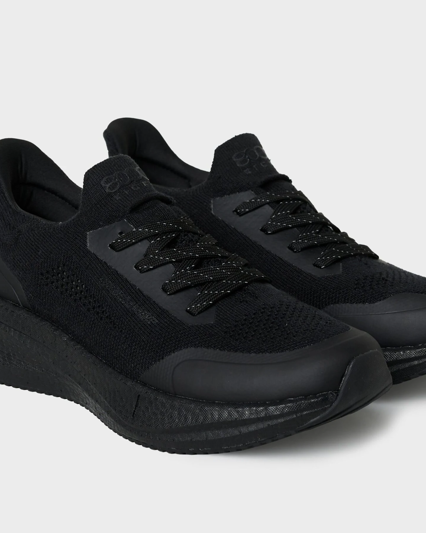 8000kicks EU Herren vegan Schuhe Herren Läufer Voll Schwarz – Ansicht 2