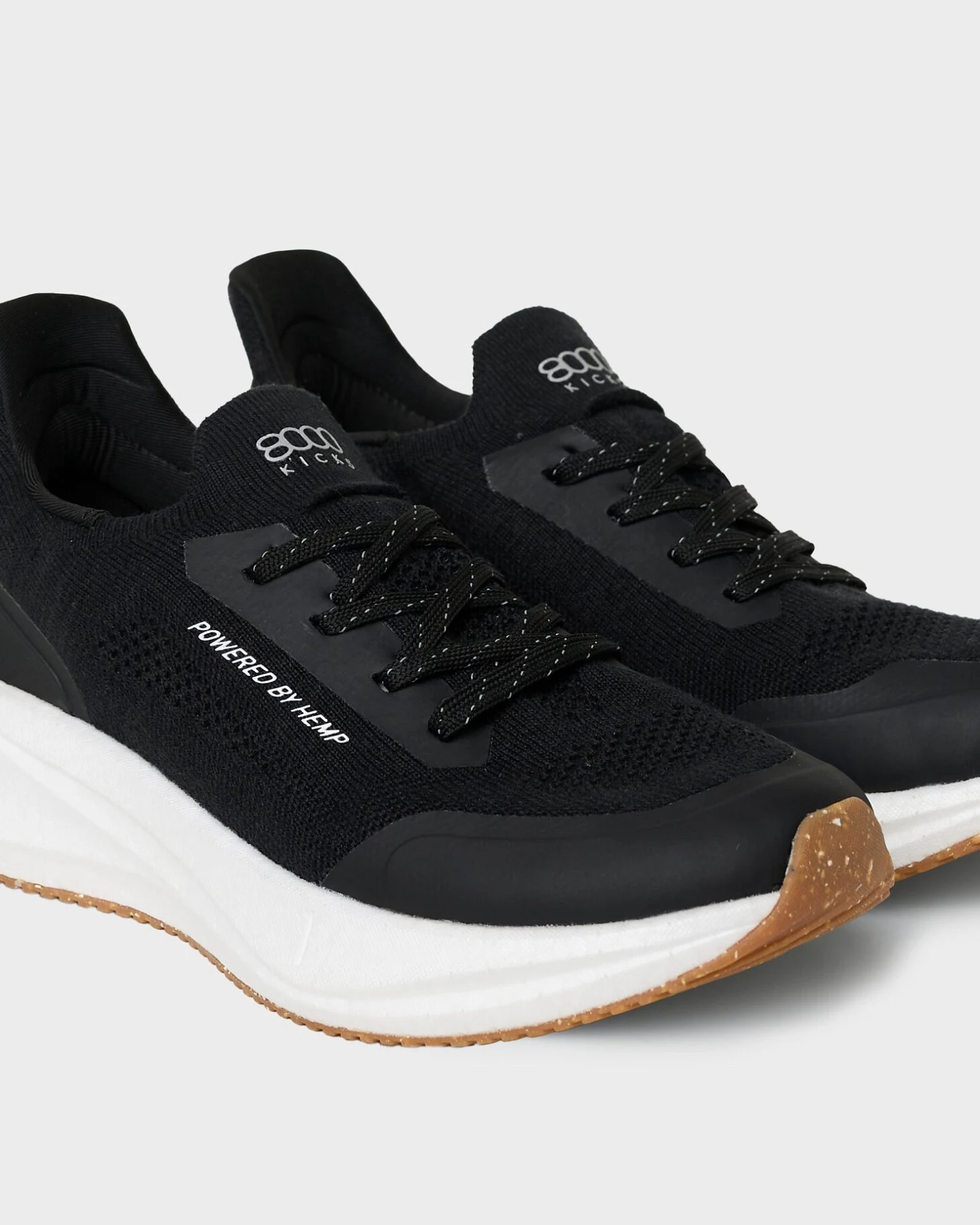 8000kicks EU Herren vegan Schuhe Herren Läufer Schwarz/ Weiß – Ansicht 2