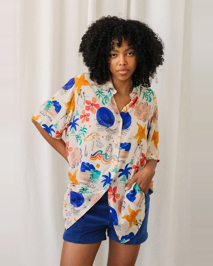 TWOTHIRDS Damen vegan Shirt Stora Herro Surf Abstract Print