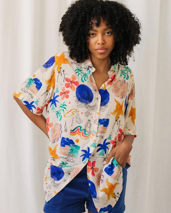 TWOTHIRDS Damen vegan Shirt Stora Herro Surf Abstract Print