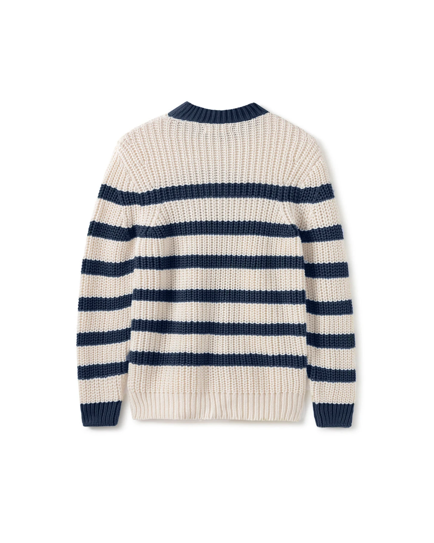 TWOTHIRDS Herren vegan Pullover Walker Marineblau Gestreift – Ansicht 2