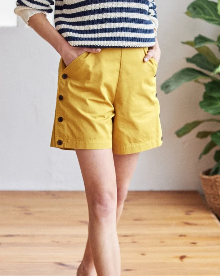 TWOTHIRDS Damen vegan Kurze Hose Weighen Senf