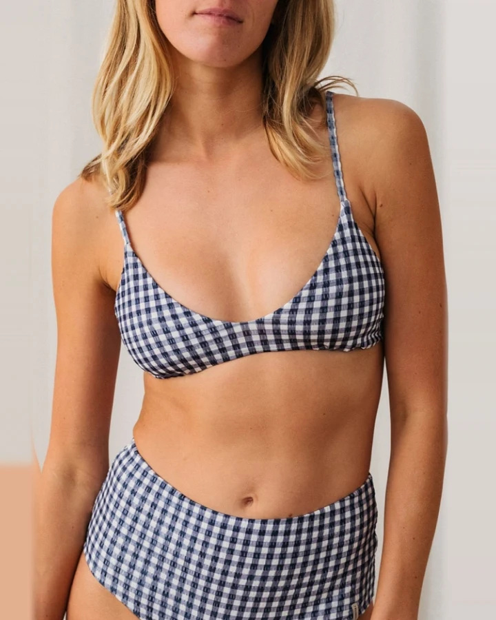 TWOTHIRDS Damen vegan Bikinioberteil Gannet Vichy Schwarz