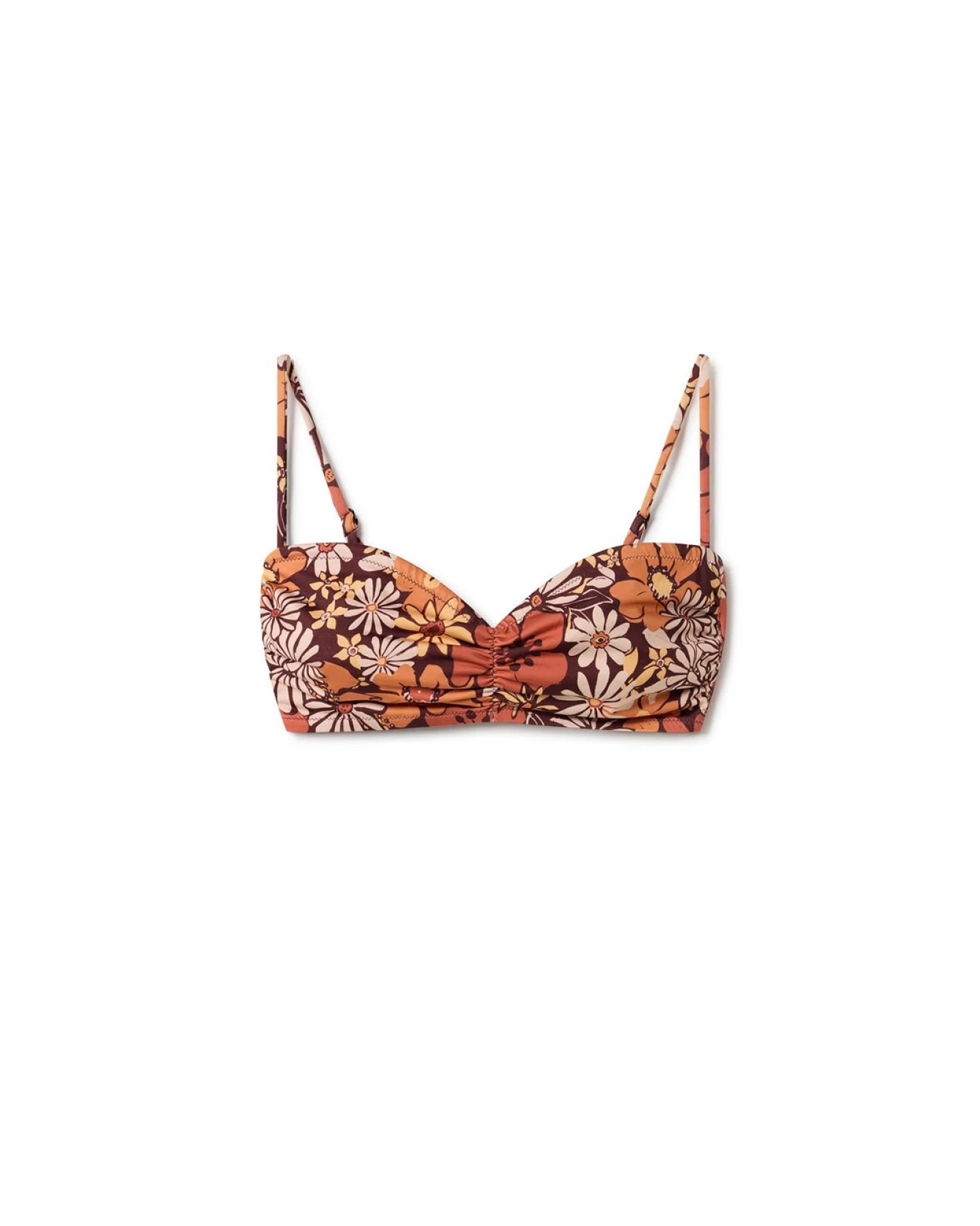 TWOTHIRDS Damen vegan Bikini Top Saddle Retro Flower Brown – Ansicht 2