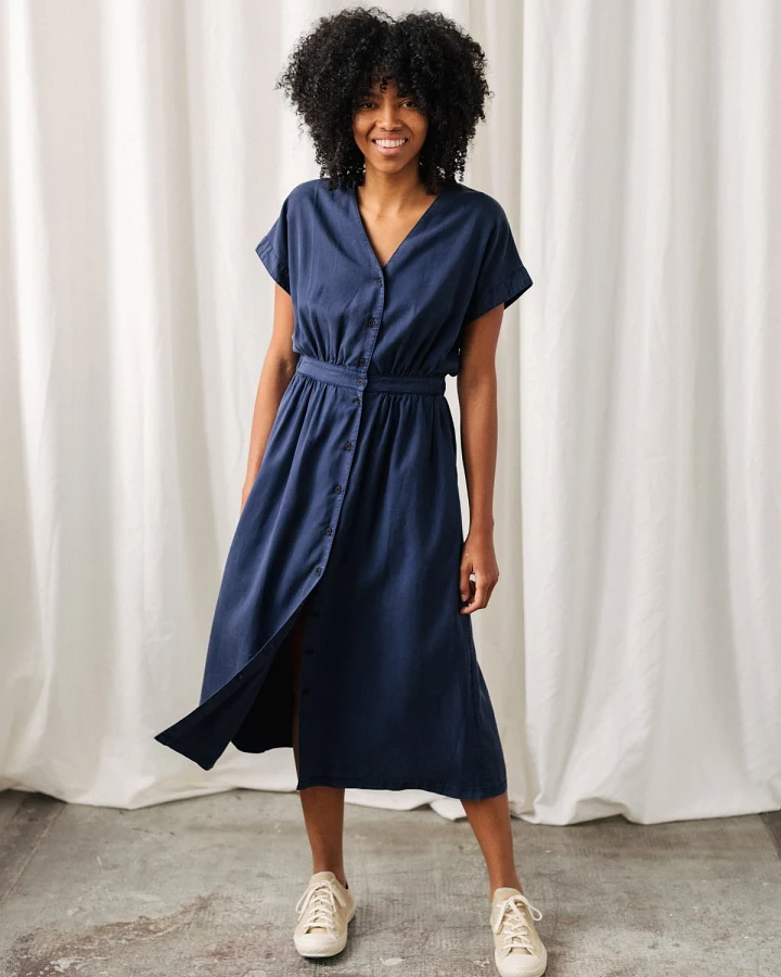 TWOTHIRDS Damen vegan Kleid Folegandros Ultramarinblau