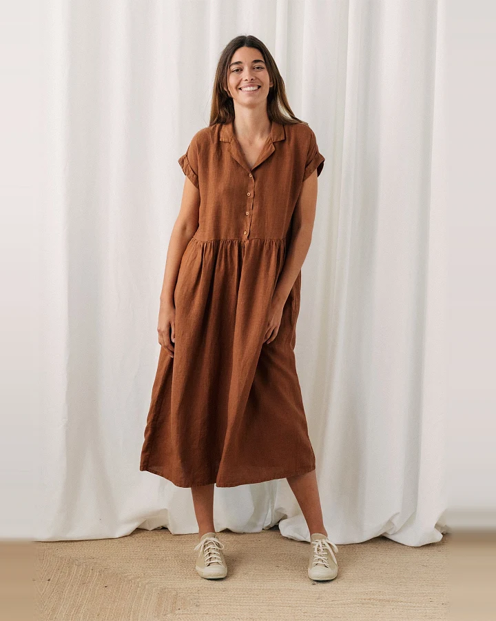 TWOTHIRDS Damen vegan Kleid Wiese Umber Brown
