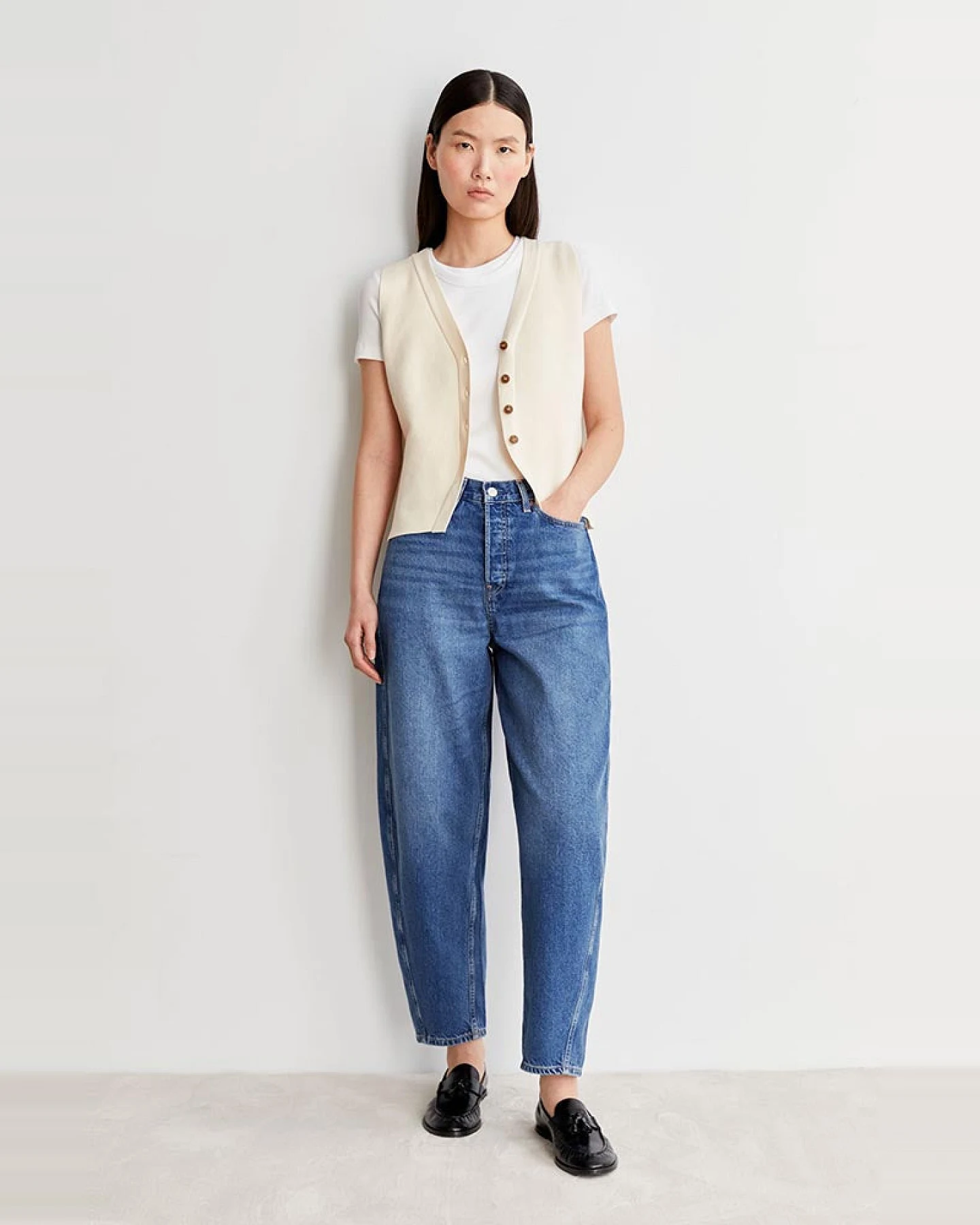 ARMEDANGELS Damen vegan Jeans Baarly Barrel Crunchy Blue – Ansicht 2