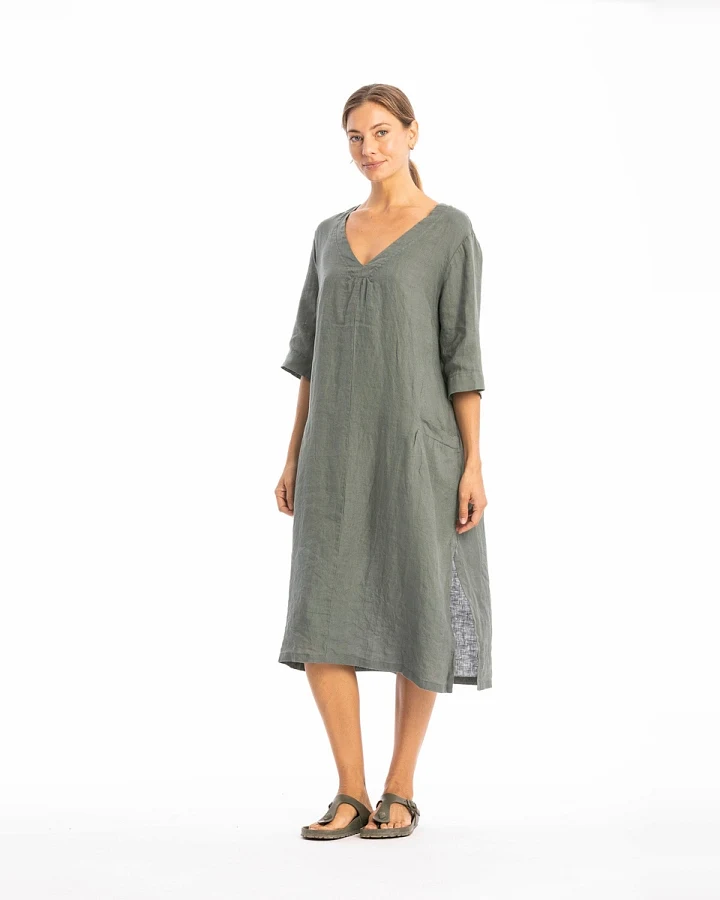 RAVENS VIEW IBIZA Damen vegan Kleid Isola Olivgrün