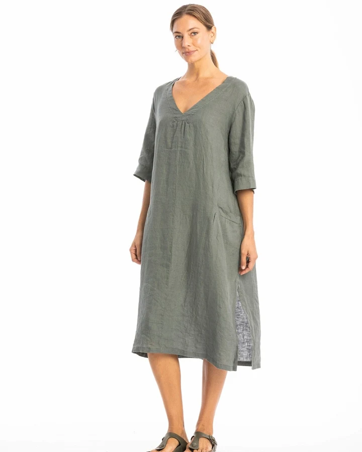 RAVENS VIEW IBIZA Damen vegan Kleid Isola Olivgrün
