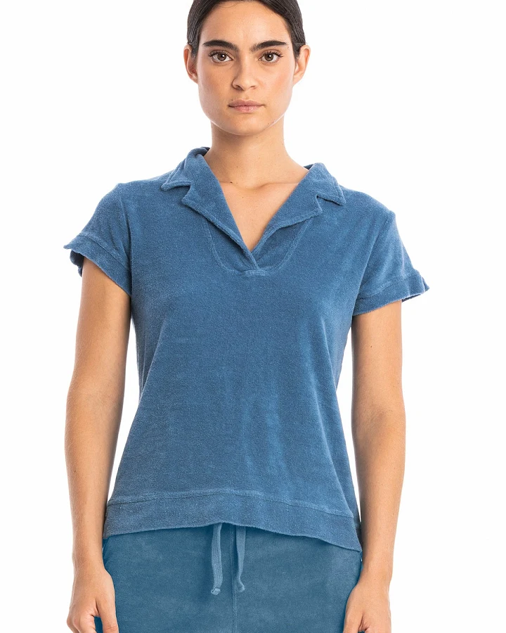 RAVENS VIEW IBIZA Damen vegan Polo Alexa Terry Maui Blau