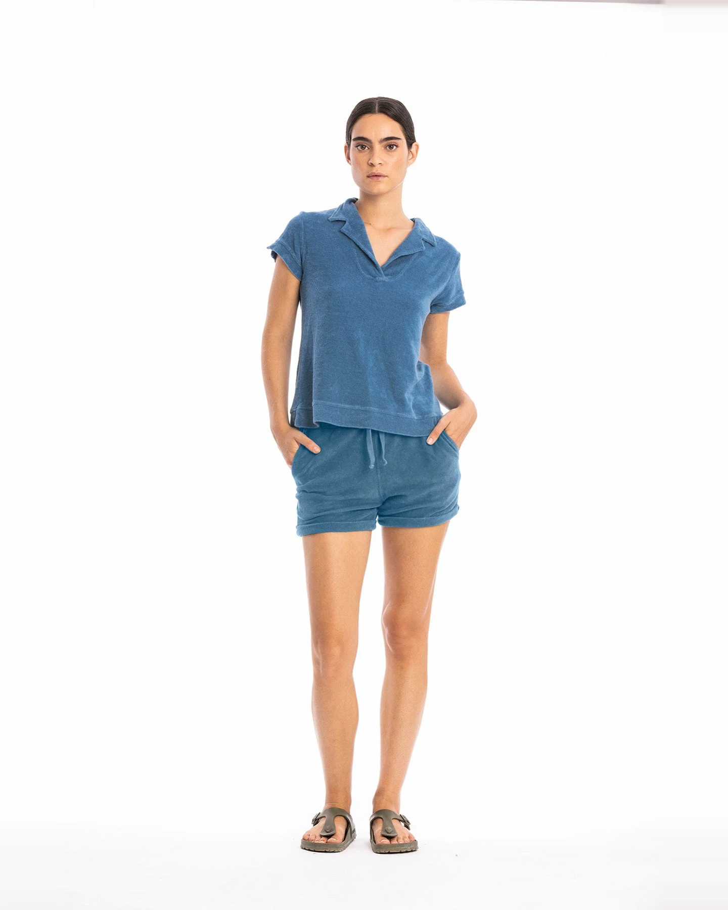 RAVENS VIEW IBIZA Damen vegan Polo Alexa Terry Maui Blau – Ansicht 2