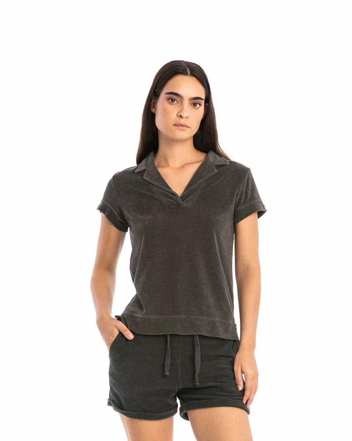 RAVENS VIEW IBIZA Damen vegan Polo Alexa Terry Anthrazit