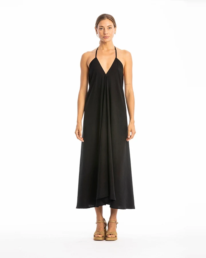 RAVENS VIEW IBIZA Damen vegan Kleid Milena Schwarz