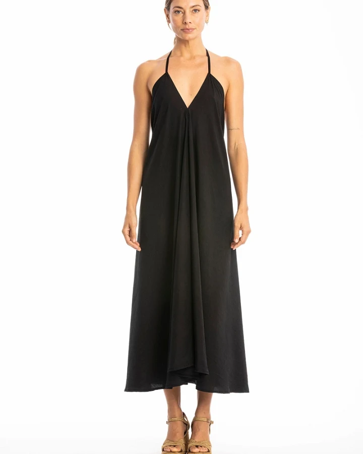 RAVENS VIEW IBIZA Damen vegan Kleid Milena Schwarz