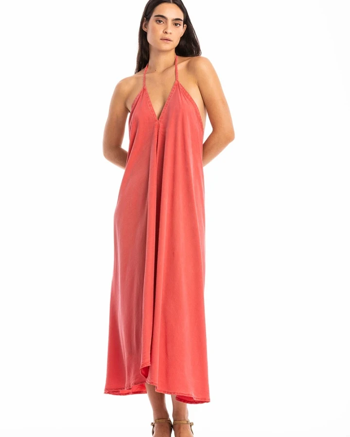 RAVENS VIEW IBIZA Damen vegan Kleid Milena Clay Rot