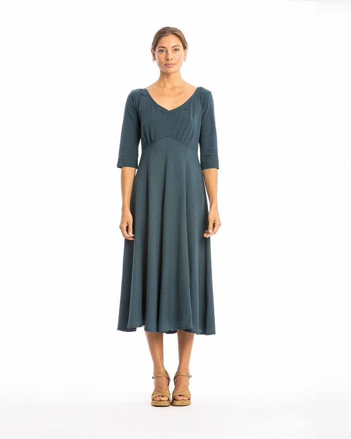RAVENS VIEW IBIZA Damen vegan Kleid Lima Ls Ocean Blue