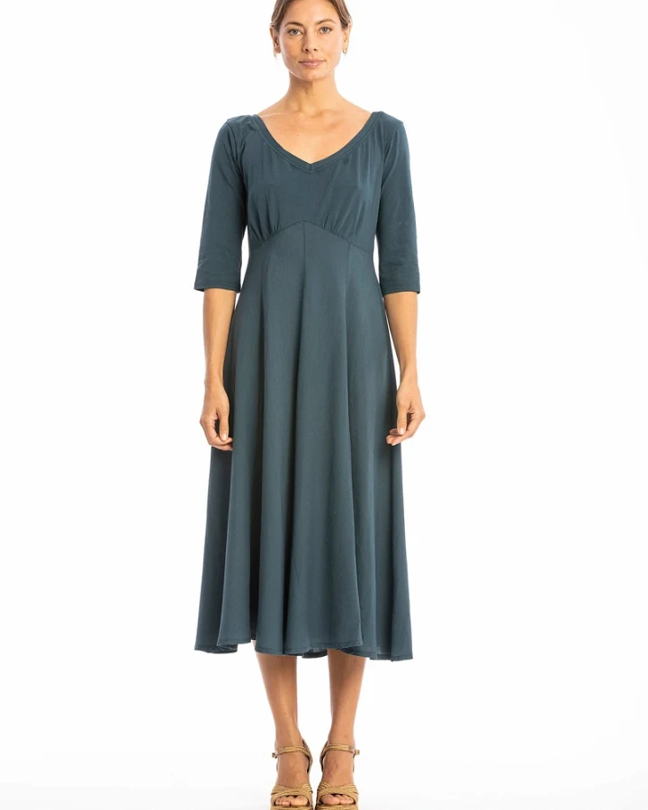 RAVENS VIEW IBIZA Damen vegan Kleid Lima Ls Ocean Blue
