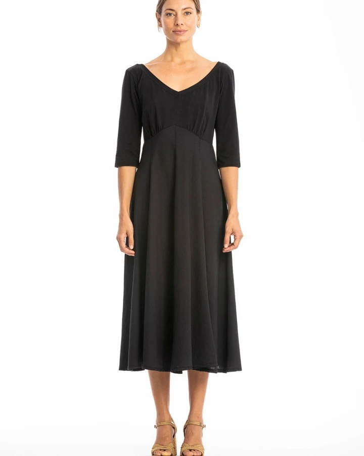 RAVENS VIEW IBIZA Damen vegan Kleid Lima Ls Schwarz