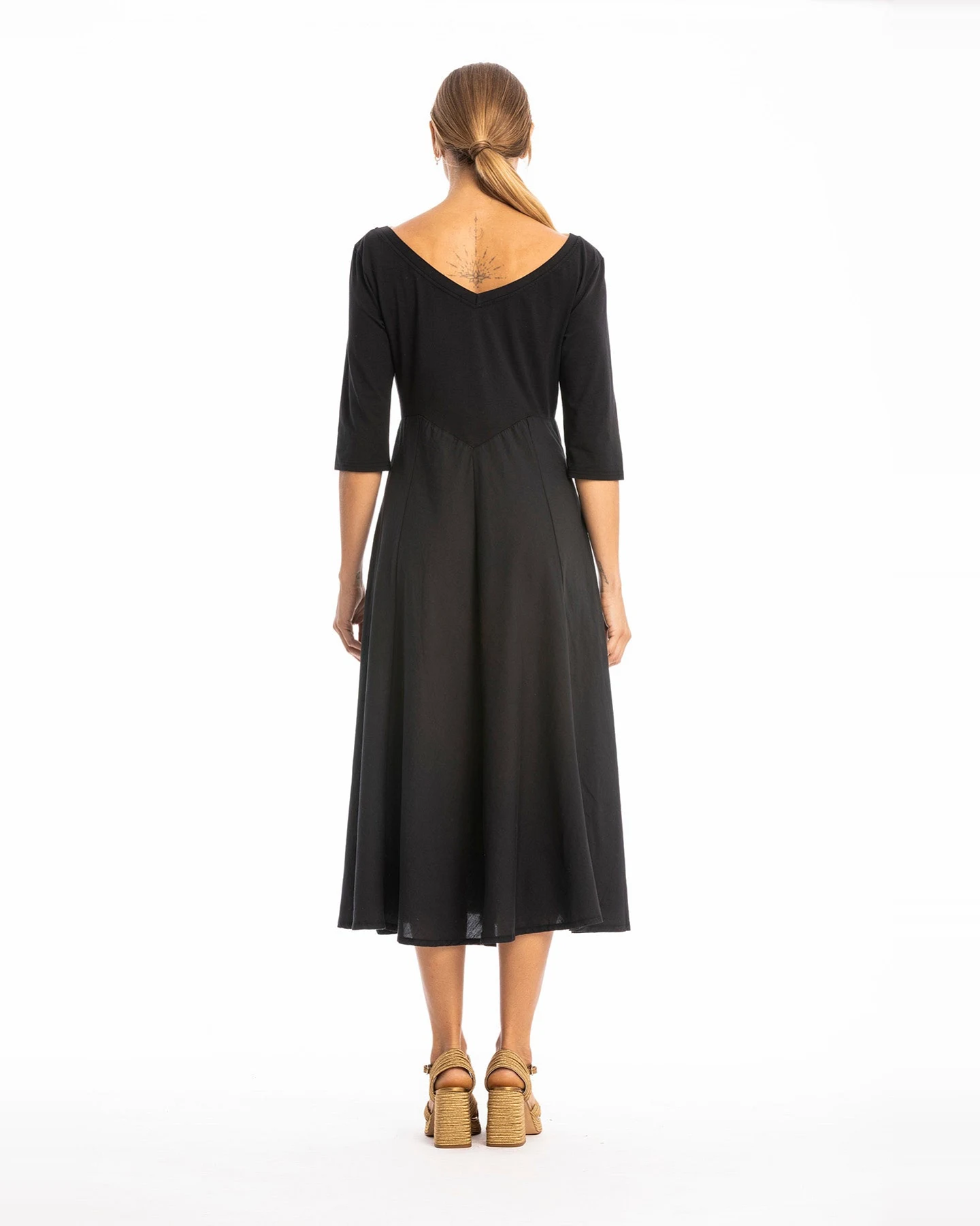 RAVENS VIEW IBIZA Damen vegan Kleid Lima Ls Schwarz – Ansicht 2