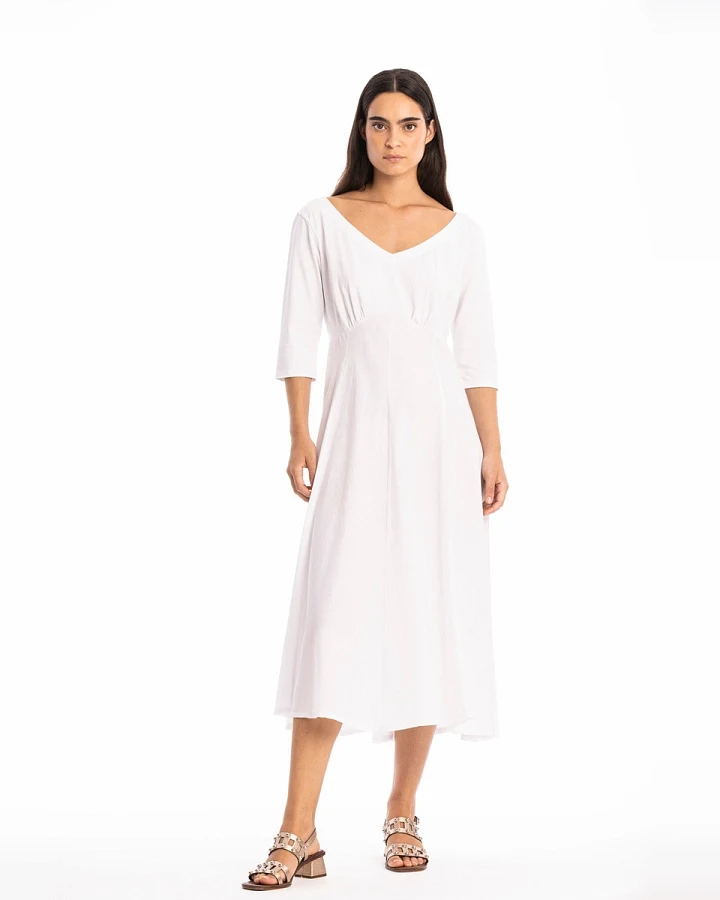 RAVENS VIEW IBIZA Damen vegan Kleid Lima Ls Weiß