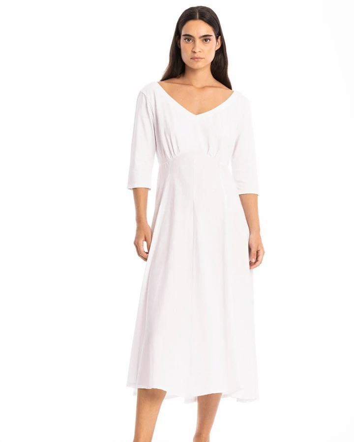 RAVENS VIEW IBIZA Damen vegan Kleid Lima Ls Weiß