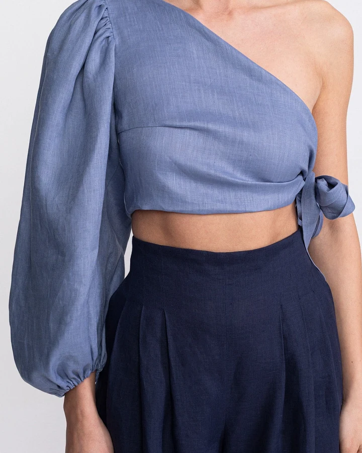 De IONESCU Damen vegan Crop Top Daia Dusty Blue