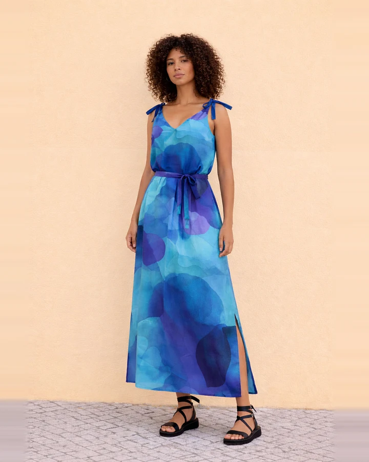 WiDDA Damen vegan Kleid Bowie Dark Clouds Blau