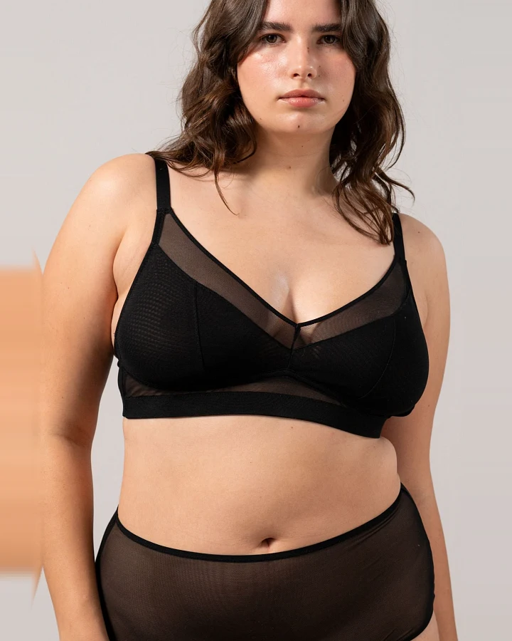 Understatement Damen vegan Bh Mesh Support Plus Schwarz