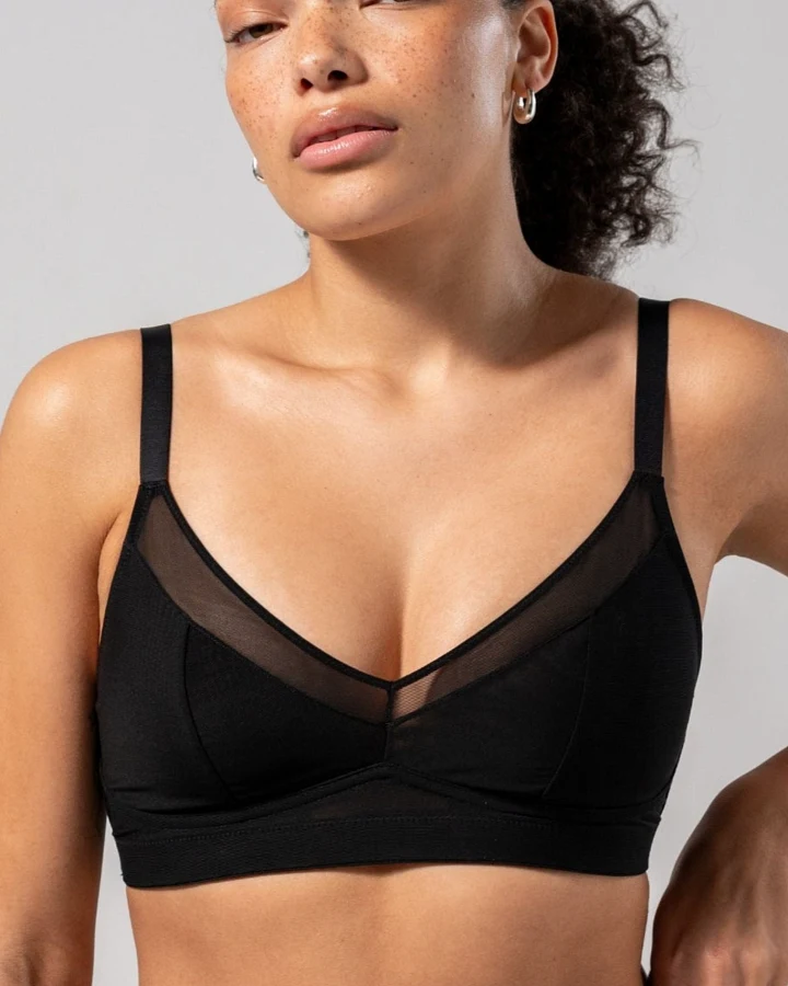 Understatement Damen vegan Bh Mesh-Stütze Schwarz