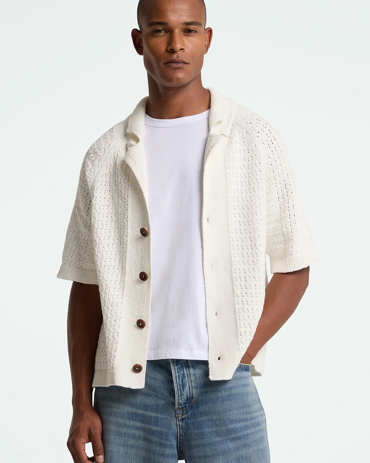 Kings of Indigo Herren vegan Cardigan Egino Weiß