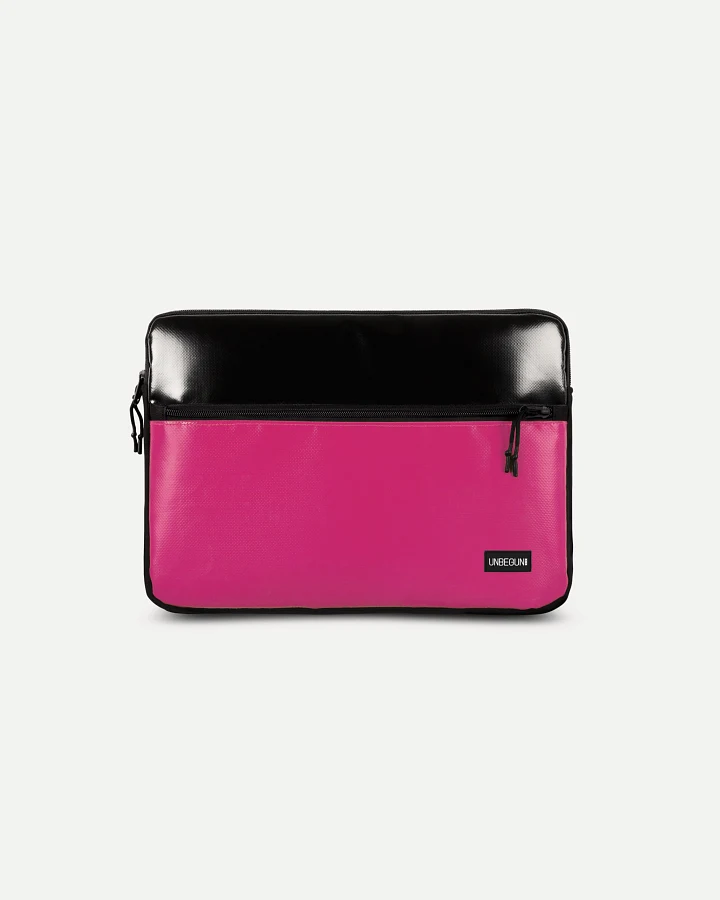 UNBEGUN Herren vegan Laptop-Hülle Mit Vordertasche Schwarz/ Pink