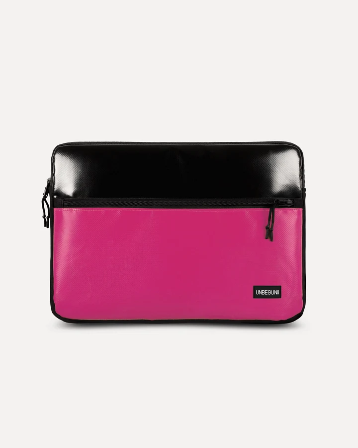 UNBEGUN Herren vegan Laptop-Hülle Mit Vordertasche Schwarz/ Pink