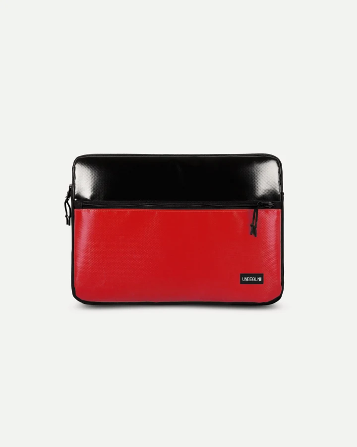 UNBEGUN Herren vegan Laptop-Hülle Mit Fronttasche Schwarz/Rot