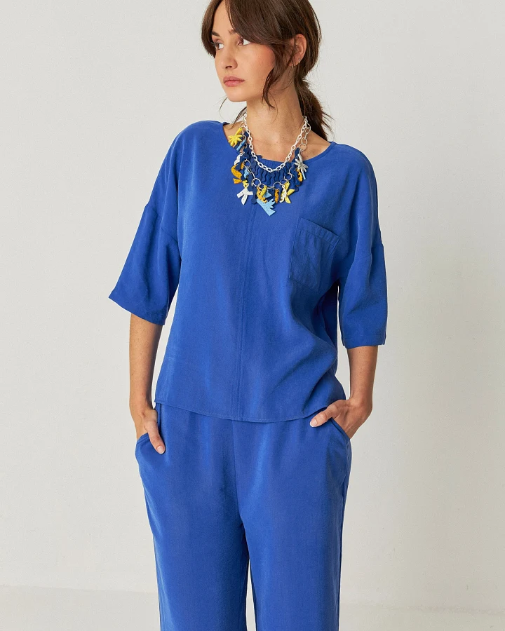 SKFK Damen vegan Bluse Maitia Blau