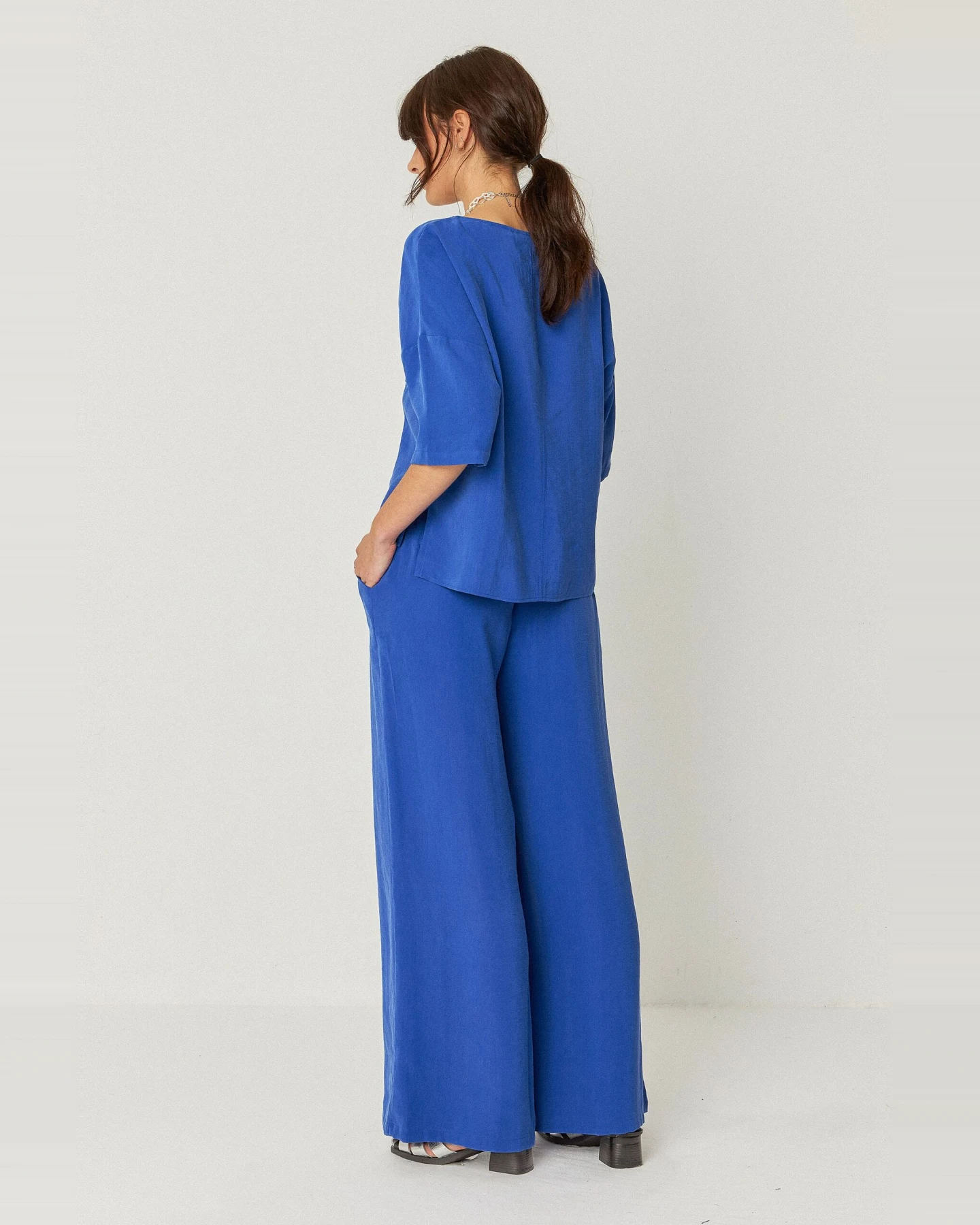 SKFK Damen vegan Bluse Maitia Blau – Ansicht 2