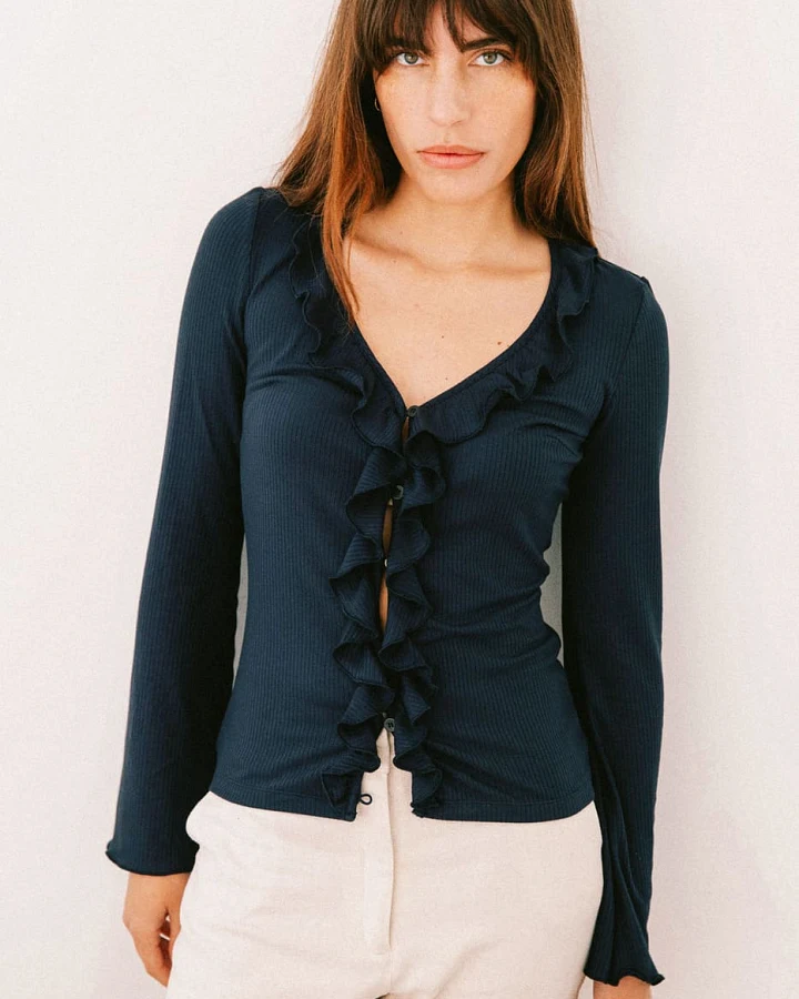 Avani Damen vegan Top Pivoine Marineblau