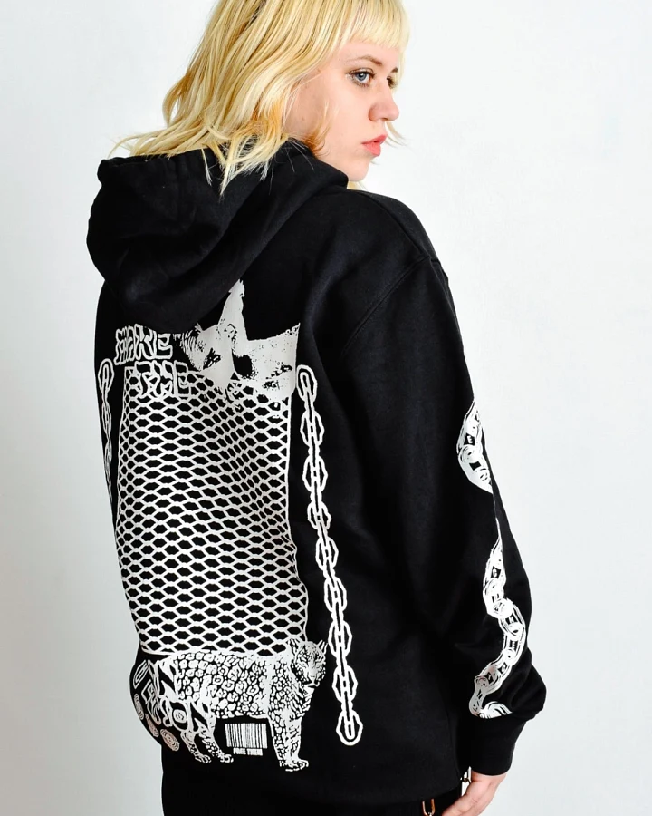 Plant Faced Clothing Damen vegan Make The Connection Hoodie - Zwart
