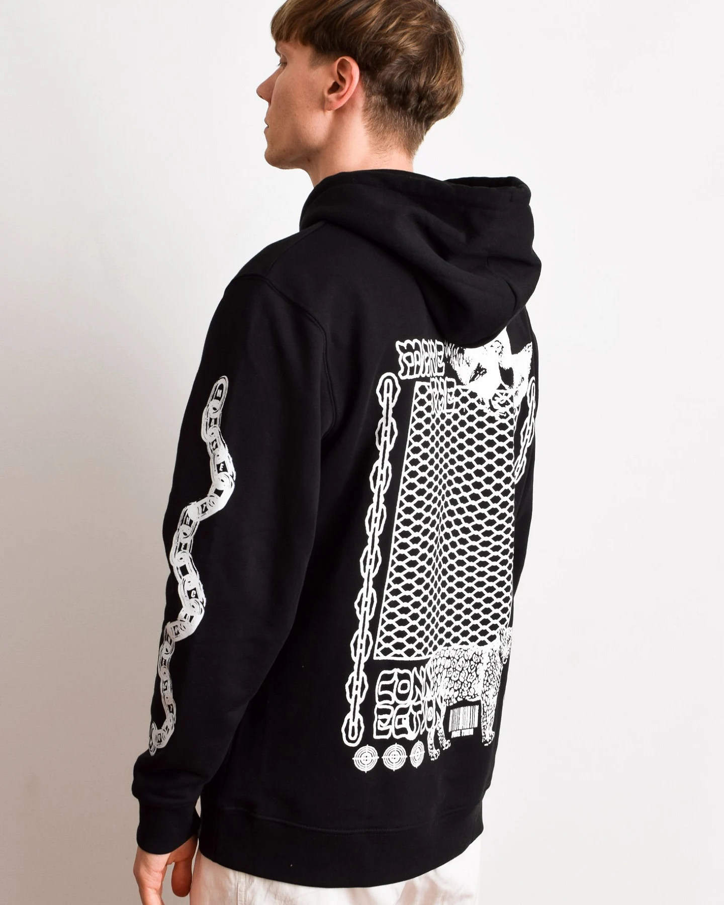 Plant Faced Clothing Damen vegan Make The Connection Hoodie - Zwart – Ansicht 2