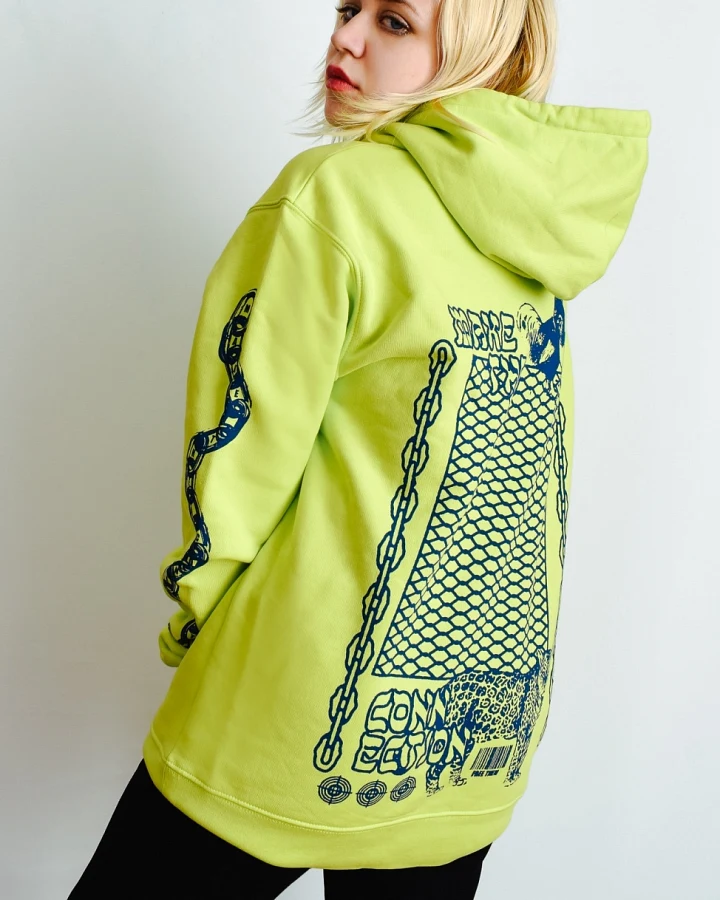 Plant Faced Clothing Damen vegan Make The Connection Hoodie - Limegroen